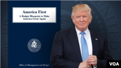 Le premier budget du président américain Donald Trump est fondé sur ses discours de campagne et sa promesse de faire passer l'Amérique en premier, "America First".