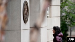 FILE - Diane Foley, the mother of James Foley, an American journalist slain by Islamic State militants, arrives at the Alexandria federal court house for the trial of IS member El Shafee Elsheikh, in Alexandria, Virginia, March 30, 2022. 