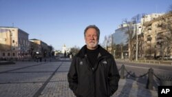 데이비드 비즐리 세계식량계획(WFP) 사무총장이 지난달 14일 우크라이나 수도 크이우(러시아명 키예프)에서 AP통신과 인터뷰하고 있다. (자료사진)