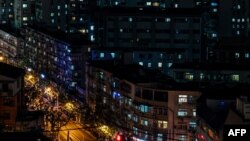 View of residential units during a COVID-19 coronavirus lockdown in the Jingan district of Shanghai on April 21, 2022.