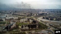 Panorama Marijupolja, tokom ruske vojne invazije protiv Ukrajine, 12. aprila 2022.