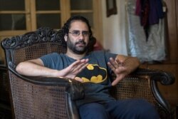 Egyptian activist and blogger Alaa Abdel Fattah gives an interview at his home in Cairo on May 17, 2019.