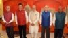 FILE - Leaders of BRICS countries, from left, Brazilian President Michel Temer, Chinese President Xi Jinping, Indian Prime Minister Narendra Modi, Russian President Vladimir Putin and South African President Jacob Zuma pose for a group photograph before a dinner hosted by Modi in Goa, India, Oct. 15, 2016.
