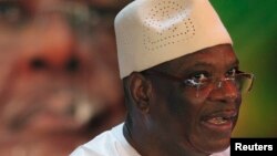 FILE - Newly-elected Mali president, Ibrahim Boubacar Keita, speaks during a news conference in Bamako, Mali, Aug. 4, 2013.