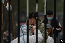 北京居民排队做核酸。(2022年11月24日)