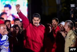 Venezuelan President Nicolas Maduro celebrates the results of "Constituent Assembly", in Caracas, July 31, 2017.