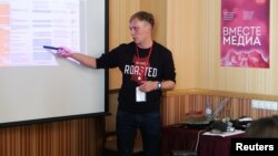 FILE - Russian journalist Ivan Golunov is seen in Moscow, Russia, Oct. 27, 2018.