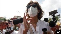 រូបឯកសារ៖ អ្នកស្រី Cristiana Chamorro ដែល​ជា​បេក្ខជន​ប្រធានាធិបតី​ម្នាក់ បាន​ជួប​និយាយ​ជាមួយ​អ្នកសារព័ត៌មាន​នៅ​ទីក្រុង Managua ប្រទេស​នីការ៉ាហ្គា កាលពី​ថ្ងៃទី២១ ខែឧសភា ឆ្នាំ២០២១។