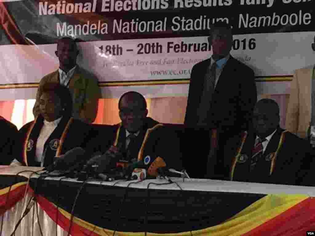 Uganda's electoral commission announces imcumbent President Yoweri Museveni the winner in Thursday's election.
