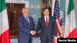 دیدار مارکو روبیو، وزیر امور خارجه آمریکا، آنتونیو تایانی، وزیر امور خارجه ایتالیا (منبع: حساب کاربری وزیر امور خارجه آمریکا) 