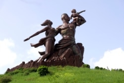 This photograph taken on Sept. 27, 2017, shows The Monument of the African Renaissance which sits on a volcanic hill overlooking Dakar, the capital of Senegal.