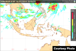 Potensi hujan yang nyaris tidak ada di wilayah Indonesia seperti digambarkan Satelit Himawari. (Foto: BMKG)