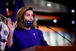 FILE - House Speaker Nancy Pelosi in a news conference on Capitol Hill in Washington, Oct. 2020.