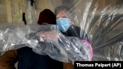 ''Hug tents'' similar to this one in Louisville, Colorado, are starting to be seen in England, Brazil and other parts of the United States. (AP Photo/Thomas Peipert)