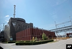 A power-generating unit at the Zaporozhiya nuclear power plant is seen in the city of Enerhodar, in southern Ukraine.