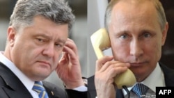 Presiden Rusia Vladimir Putin (kanan) melakukan pembicaraan telepon dengan Presiden Poroshenko Rabu 15/10 (foto: dok).