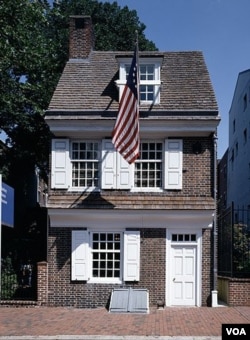 Betsy Ross is believed to have created the American flag in some upstairs rooms she rented in this Philadelphia house. (Carol M. Highsmith)