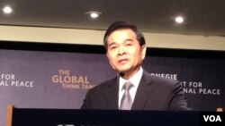 前台湾经济部长陈瑞隆（美国之音 钟辰芳拍摄）