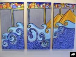 The tsunami painting by Mona El-Bayoumi is called 'Step Over and Join Us,' June 2011