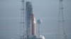 NASA's new moon rocket sits on Launch Pad 39-B hours ahead of a planned launch at the Kennedy Space Center, Sept. 3, 2022, in Cape Canaveral, Fla. 