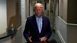 Democratic presidential candidate former Vice President Joe Biden speaks about the death of Supreme Court Justice Ruth Bader Ginsburg after he arrives at at New Castle Airport, in New Castle, Del., Friday, Sept. 18, 2020. (AP)