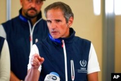 International Atomic Energy Agency Director General Rafael Mariano Grossi speaks at a news conference at Vienna Airport after his return from his mission at the nuclear power plant of Zaporizhzhia in Ukraine, Sept. 2, 2022.