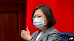 Taiwan's President Tsai Ing-wen at the presidential office in Taipei, Aug 22, 2022. 