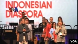 Pembacaan Deklarasi Diaspora Indonesia pada penutupan Kongres Diaspora Indonesia di Los Angeles, negara bagian California, AS (8/7). 