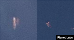 21일 북한 초도 인근 해상에서 포착된 선박 간 환적 의심 정황 2건. 사진=Planet Labs