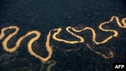 FILE - Aerial view of the Mucajai river, at the Yanomami Indigenous Territory, state of Roraima, Brazil, Jan. 28, 2023.