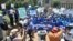 Democratic Alliance protesters at a rally in Johannesburg, South Africa on Jan. 25, 2023. (Kate Bartlett/VOA)