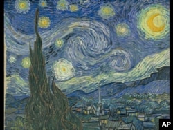 "The Starry Night" 1889 painting by Vincent Van Gogh, Museum of Modern Art, New York City, photo on black (AP)