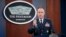 FILE - Pentagon spokesman Air Force Brig. Gen. Patrick Ryder speaks in Washington, Jan. 17, 2023. Speaking Feb. 10, 2023, of an unidentified object shot down over Alaska, he said there was “no indication, at this time, that it was maneuverable. ... It wasn't an aircraft per se.”
