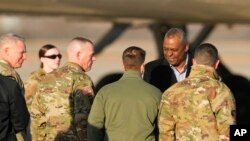 로이드 오스틴 미국 국방장관이 30일 오산공군기지에 도착했다.