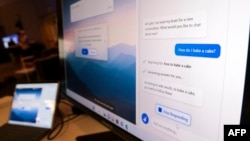 Microsoft Bing search engine in pictured on a monitor in the Bing Experience Lounge during an event introducing a new AI-powered Microsoft Bing and Edge at Microsoft in Redmond, Washington on February 7, 2023. (Photo by Jason Redmond / AFP)