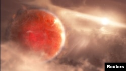 An artist's picture shows a massive, newly forming exoplanet called AB Aurigae b. (NASA, ESA, Joseph Olmsted (STScI)/Handout via REUTERS)