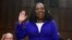 Supreme Court nominee Judge Ketanji Brown Jackson is sworn in for her confirmation hearing before the Senate Judiciary Committee on March 21, 2022, on Capitol Hill in Washington. 