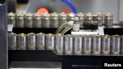 In this file photo, batteries for electric vehicles are manufactured at a factory in Dongguan, China, on September 20, 2017. (REUTERS/Bobby Yip)