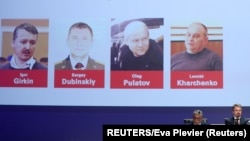 Igor Girkin, Sergej Dubinski, Oleg Pulatov i Leonid Harčenko, optuženi za obaranje malezijskog aviona u istočnoj Ukrajini 2014. (Foto: REUTERS/Eva Plevier)
