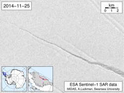 An animation of the opening of the rift, as observed by ESA's Sentinel-1 satellites.