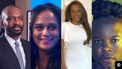 Banda gauche ti droite, bana ya Eduardo dos Santos: Filomeno dos Santos, Isabel dos Santos, Tchizé dos Santos mpe Paulino dos Santos (Coreon Du) 