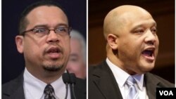 آندری کارسن (راست) و کیت ایلیسن (چپ) دو عضو مسلمان مجلس نمایندگان ایالات متحده