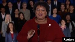 Former Georgia gubernatorial candidate Stacey Abrams delivers the Democratic response to the U.S. President Donald Trump's State of the Union address in this still frame taken from video, in Washington, Feb. 5, 2019. 