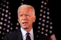 Former U.S. Vice President and Democratic presidential hopeful Joe Biden makes a statement during an event in Wilmington, Delaware, Sept. 24, 2019.