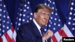 Republican presidential candidate and former U.S. President Trump hosts New Hampshire primary election night watch party in Nashua, Jan. 23, 2024.