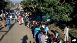 Kenyans line up to vote in Nairobi.