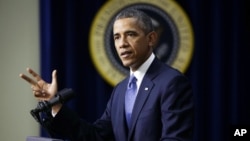 바락 오바마 미국 대통령이 16일 백악관에서 경제정책에 관한 입장을 밝히고 있다.
