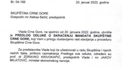 Crnogorska vlada traži skraćenje mandata Skupštine