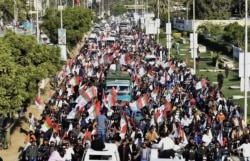 Aksi unjuk rasa pendukung MQM di Karachi, 26 Januari 2022.