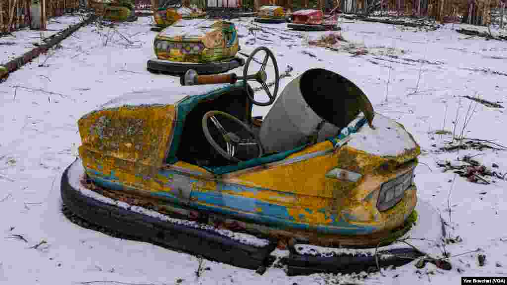 The amusement park in the village of Prypiat was set to start operation on May 1, just four days after the explosion at the Chernobyl Nuclear plant, in Ukraine, Jan. 31, 2023 (VOANEWS/Yan Boechat)